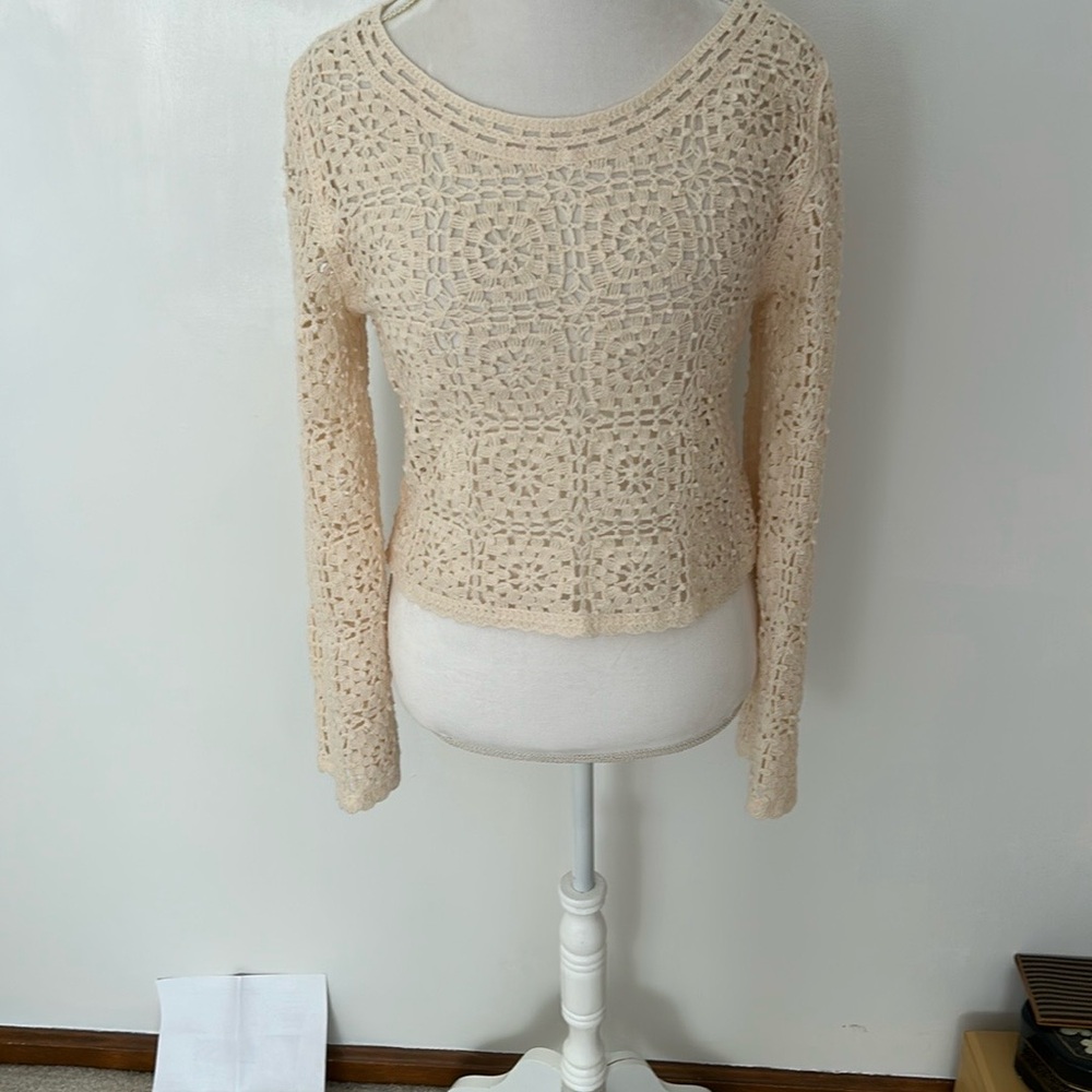 Rebellion Cream Crochet Sweater Top